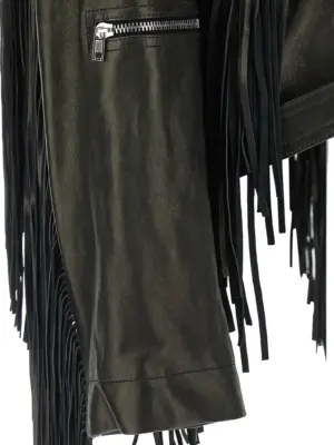 'Cropped Scarf Flight' jacket 100% leather RICK OWENS Black
