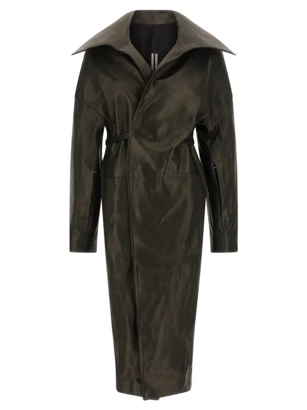 'Dracucollar Belted' coat RICK OWENS Black