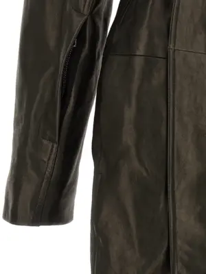 'Dracucollar Belted' coat 100% lamb leather (Ovis aries) RICK OWENS Black