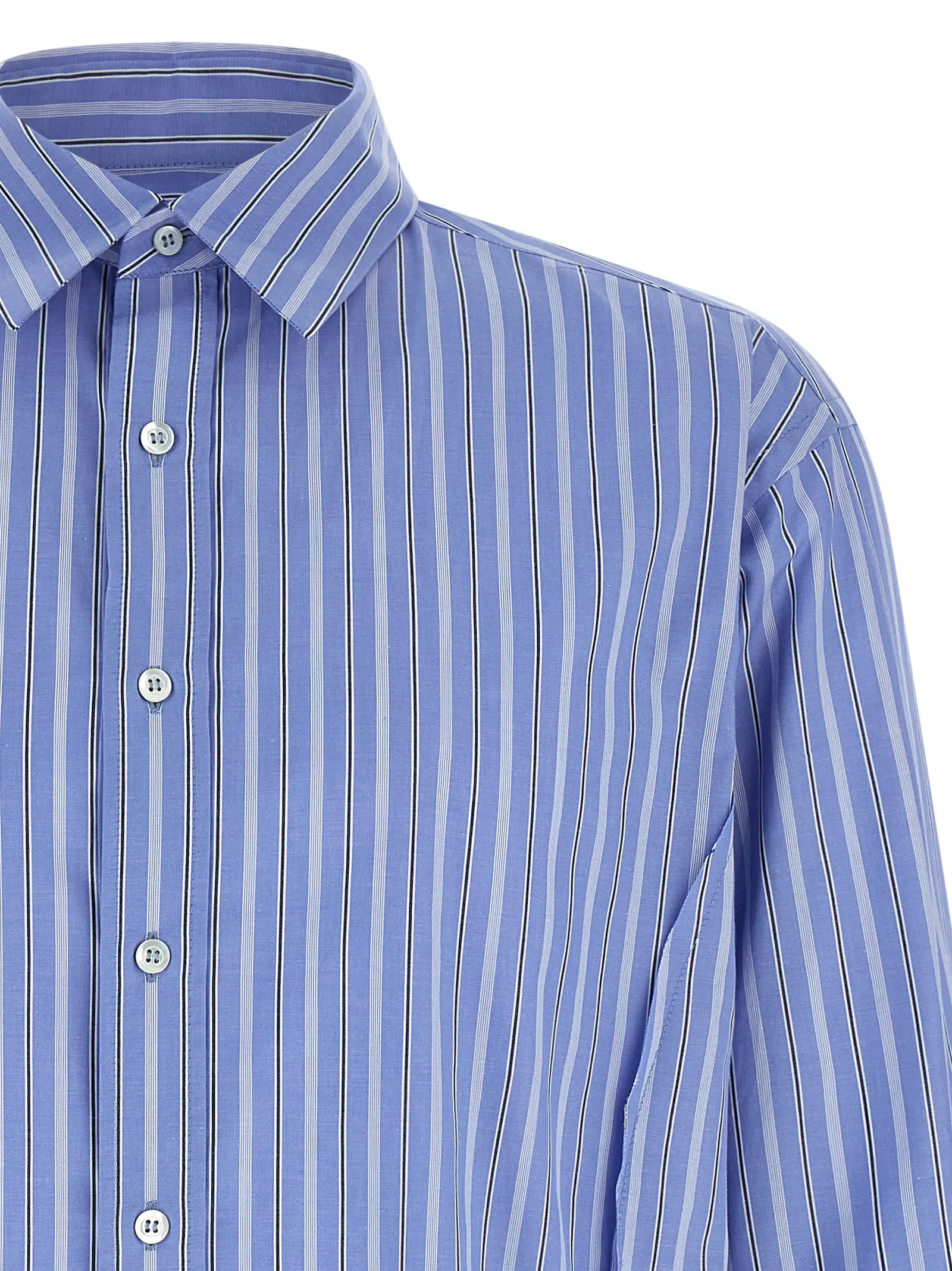 Сорочка смугаста Striped Cotton Maison Margiela Блакитна 3 Striped cotton shirt Man MAISON MARGIELA Light Blue