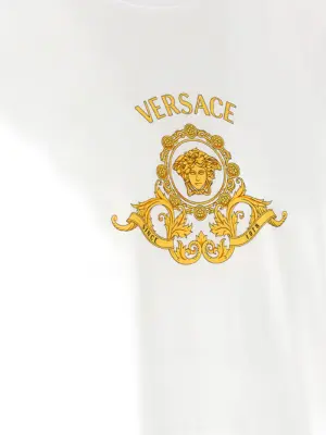 'Hall of Heroes Crest' T-shirt 100% cotton VERSACE White