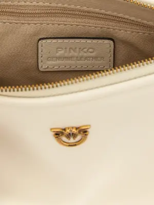 'Half Moon Baguette' mini crossbody bag 100% goat leather (Capra Hircus Hircus) PINKO White