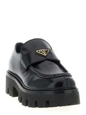 Brushed leather loafers 1D185OF050055F0002 PRADA Black