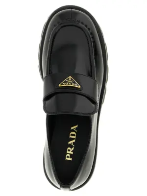 Brushed leather loafers 100% calfskin leather (Bos Taurus) PRADA Black