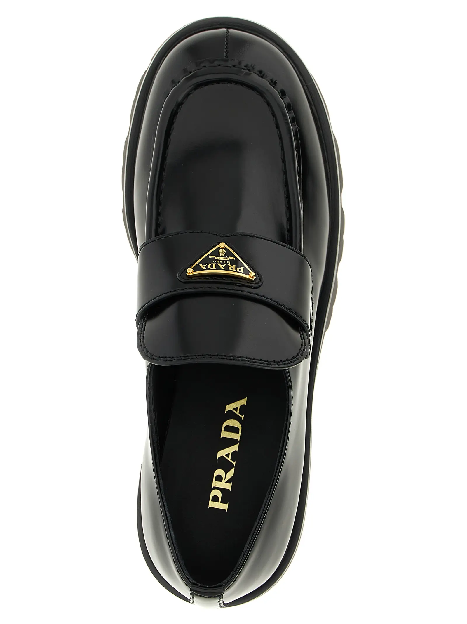 Лофери Brushed leather Prada Чорні 4 Brushed leather loafers 100% calfskin leather (Bos Taurus) PRADA Black