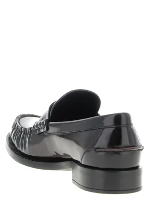 Brushed leather loafers Woman PRADA Bordeaux