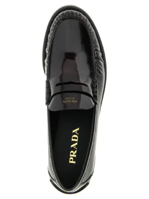 Brushed leather loafers 100% calfskin leather (Bos Taurus) PRADA Bordeaux