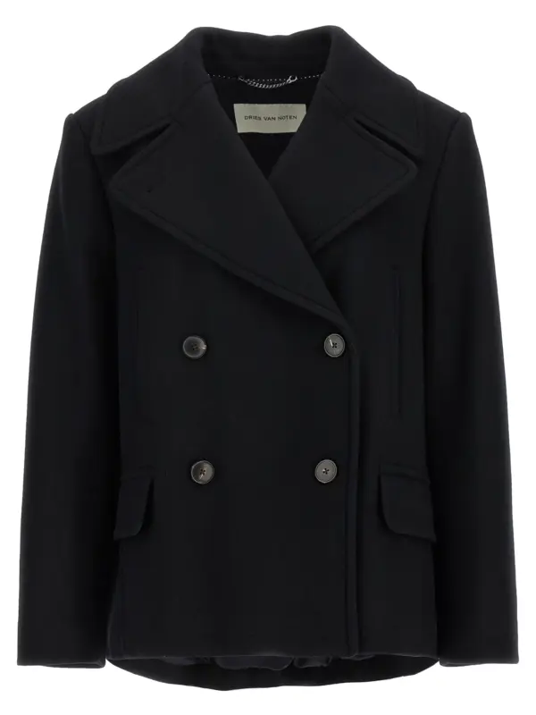 'Vafel' coat DRIES VAN NOTEN Black