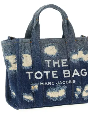 'The Rip And Repair Denim Small Tote' shopping bag Woman MARC JACOBS Blue