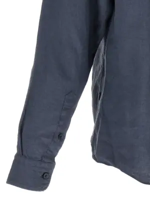 'H-Liam' shirt 100% linen HUGO BOSS Blue