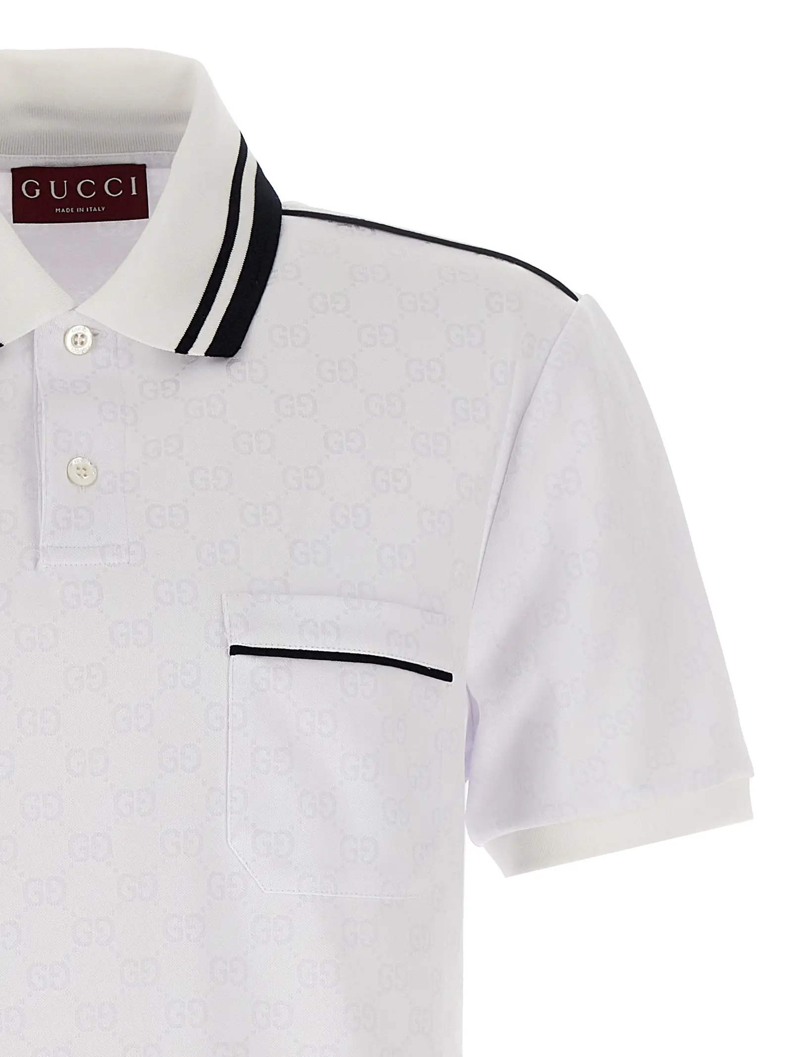 Поло GG Jacquard Gucci Біле 3 GG jacquard polo shirt Man GUCCI White