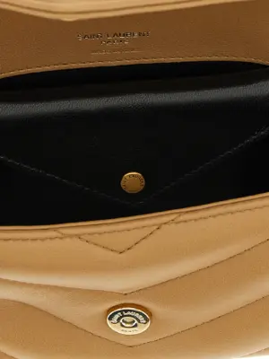 'Loulou' mini crossbody bag 100% lamb leather (Ovis aries) SAINT LAURENT Beige