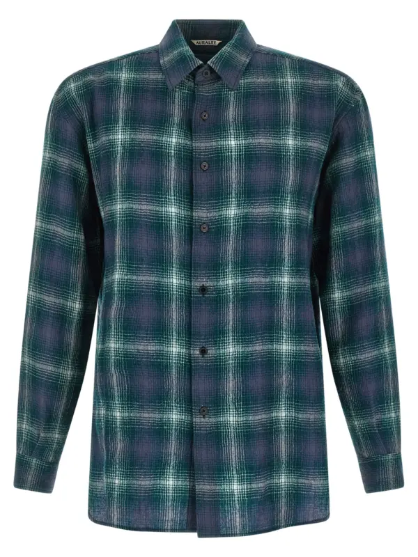'Airy Wool Check' shirt AURALEE Green