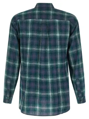 'Airy Wool Check' shirt A25AS01WNFORESTGREENNAVY AURALEE Green