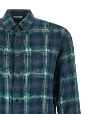 'Airy Wool Check' shirt Man AURALEE Green
