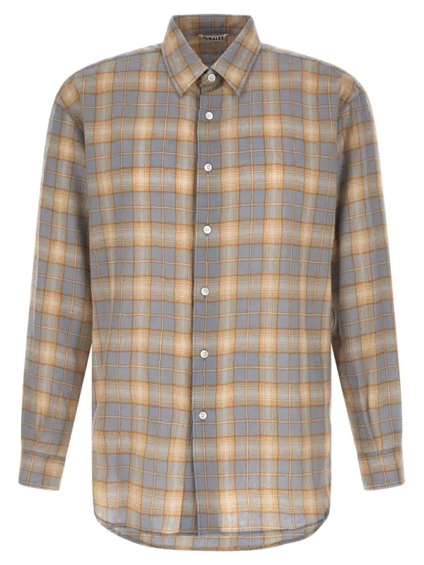 'Airy Wool Check' shirt AURALEE Light Blue