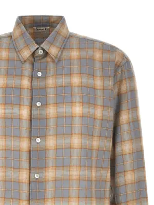 'Airy Wool Check' shirt Man AURALEE Light Blue