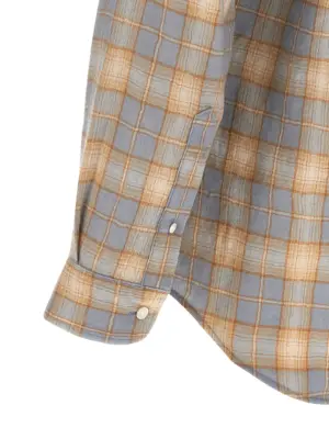 'Airy Wool Check' shirt 100% wool AURALEE Light Blue
