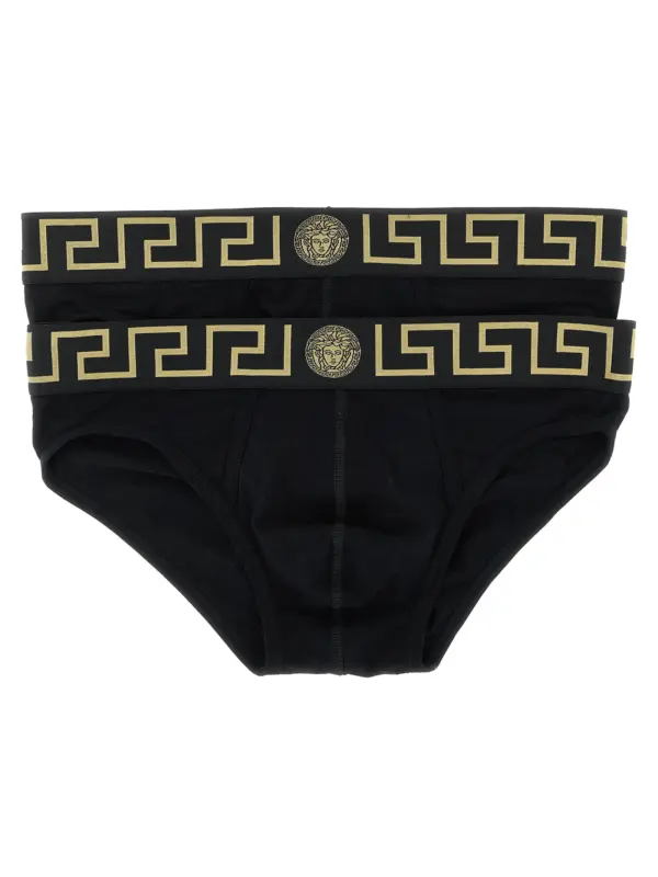 'Greca' 2-pack briefs set VERSACE Black