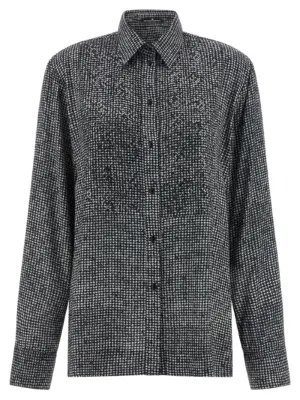 Rhinestone plastron shirt ERMANNO SCERVINO White/Black