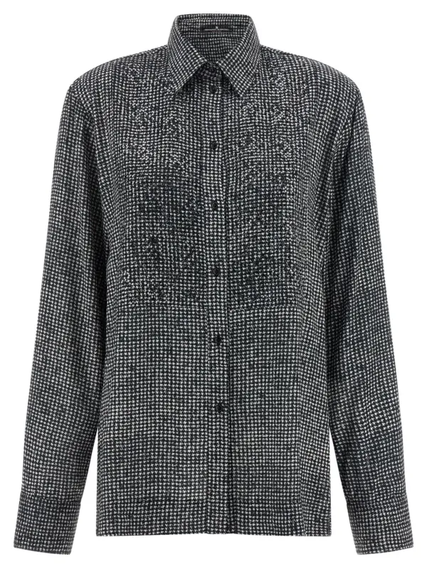 Rhinestone plastron shirt ERMANNO SCERVINO White/Black