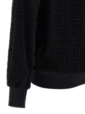 Jacquard monogram sweatshirt 100% cotton PHILIPP PLEIN Black