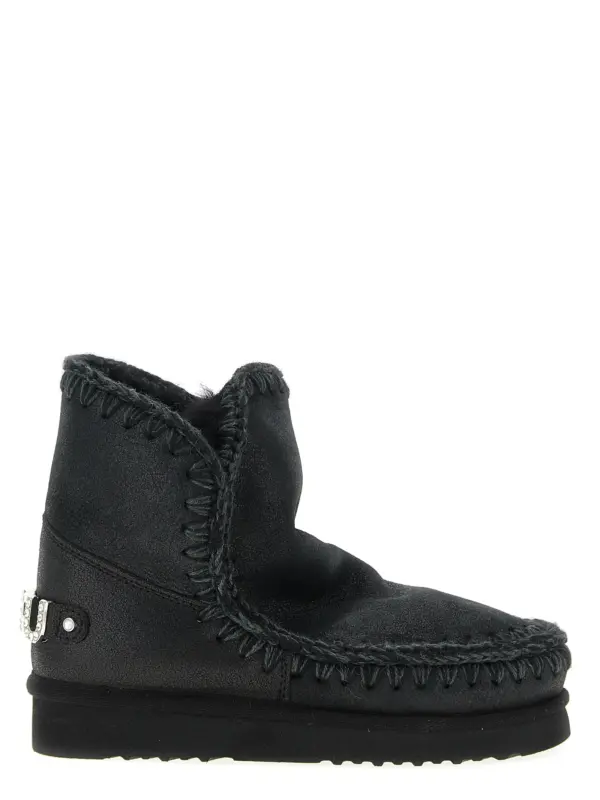 'Eskimo 18 Rhinestone Logo' ankle boots MOU Black
