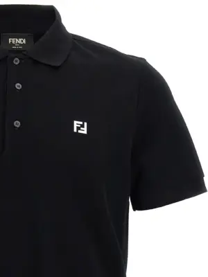 FF metallic logo polo shirt Man FENDI Black