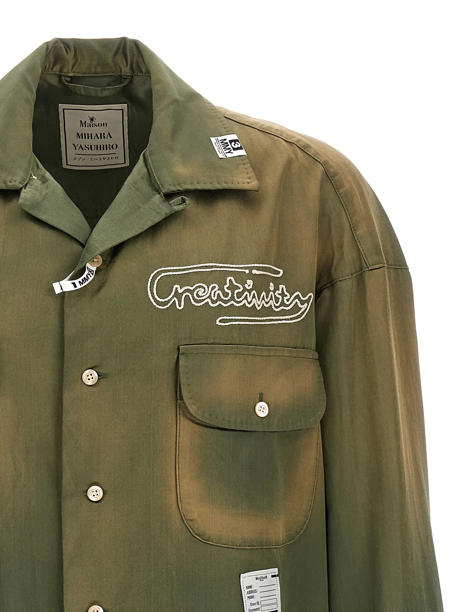 Сорочка Embroidered Maison Mihara Yasuhiro Зелена 3 Embroidered shirt Man MAISON MIHARA YASUHIRO Green