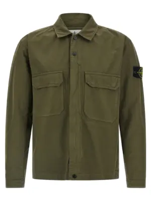 Raw cotton overshirt STONE ISLAND Green