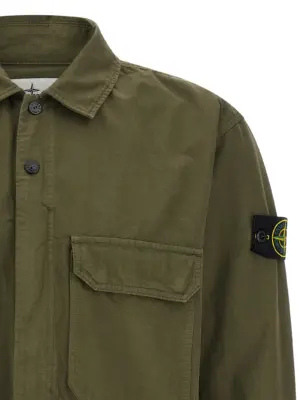 Raw cotton overshirt Man STONE ISLAND Green