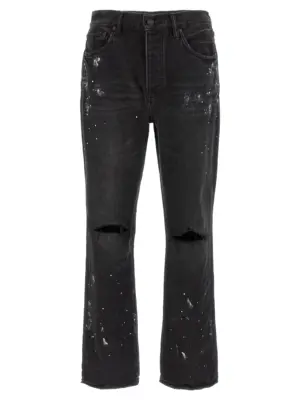 'P011 Knee Slit Paint' jeans PURPLE Black