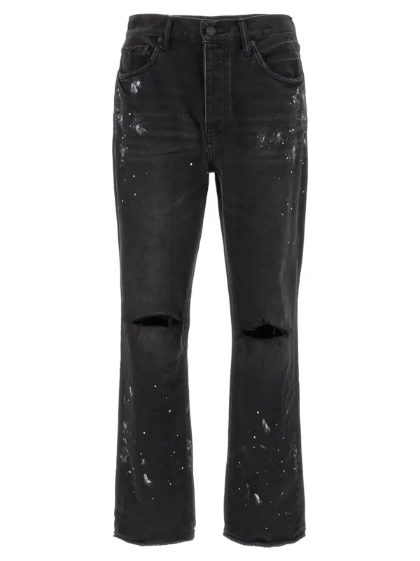 'P011 Knee Slit Paint' jeans PURPLE Black