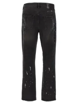 'P011 Knee Slit Paint' jeans P011BRKS526BLACK PURPLE Black