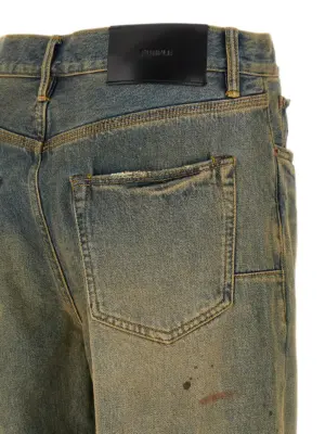 'P011 Dirty Oil Repair' jeans 100% cotton PURPLE Yellow