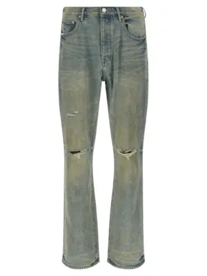 'P026 Dirty Fade Rip Boot' jeans PURPLE Light Blue
