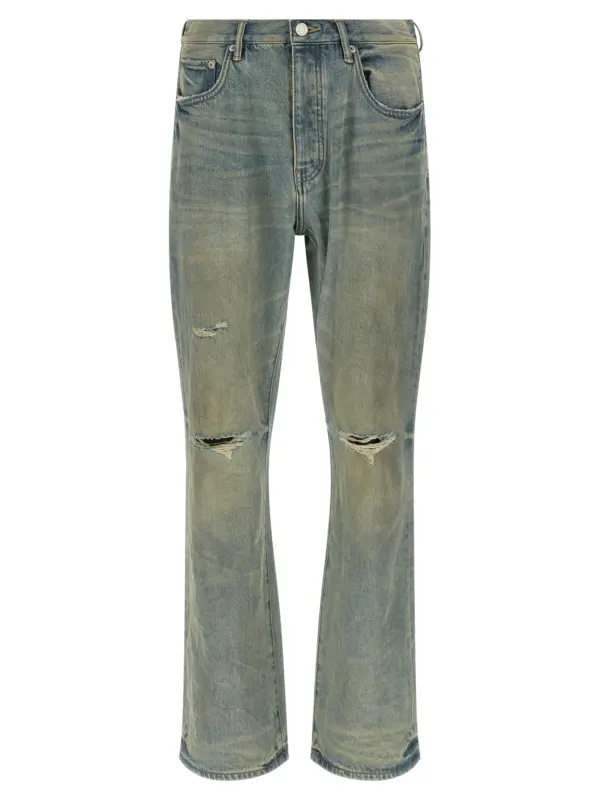 'P026 Dirty Fade Rip Boot' jeans PURPLE Light Blue