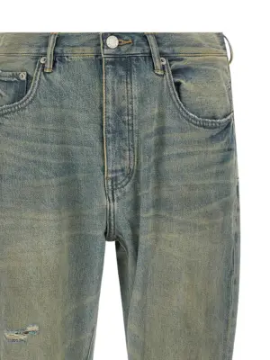 'P026 Dirty Fade Rip Boot' jeans Man PURPLE Light Blue