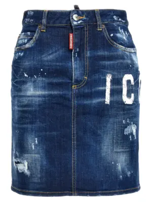 'Icon Spray' denim skirt DSQUARED2 Blue