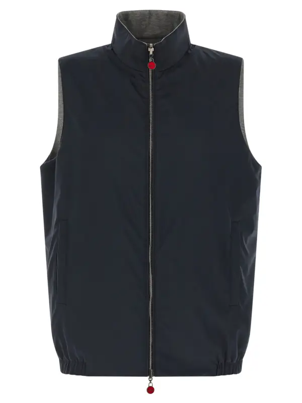 Double face nylon vest KITON Blue