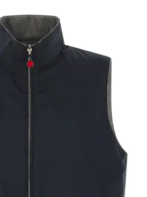 Double face nylon vest 95% cotton 5% elastane KITON Blue