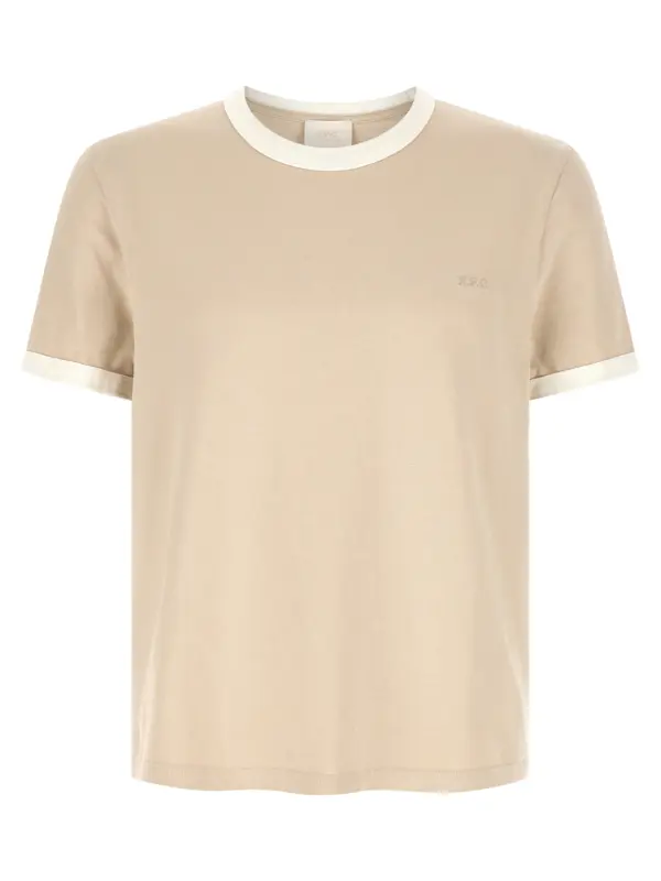 Logo embroidery t-shirt A.P.C. Beige