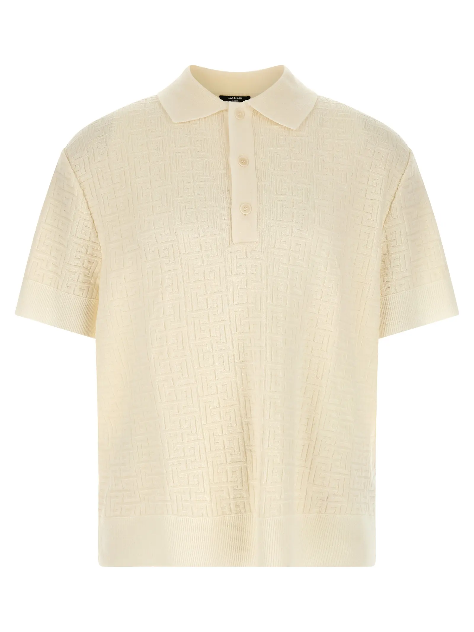 Поло Balmain Monogram Jacquard Біле 1 Monogram jacquard polo shirt BALMAIN White