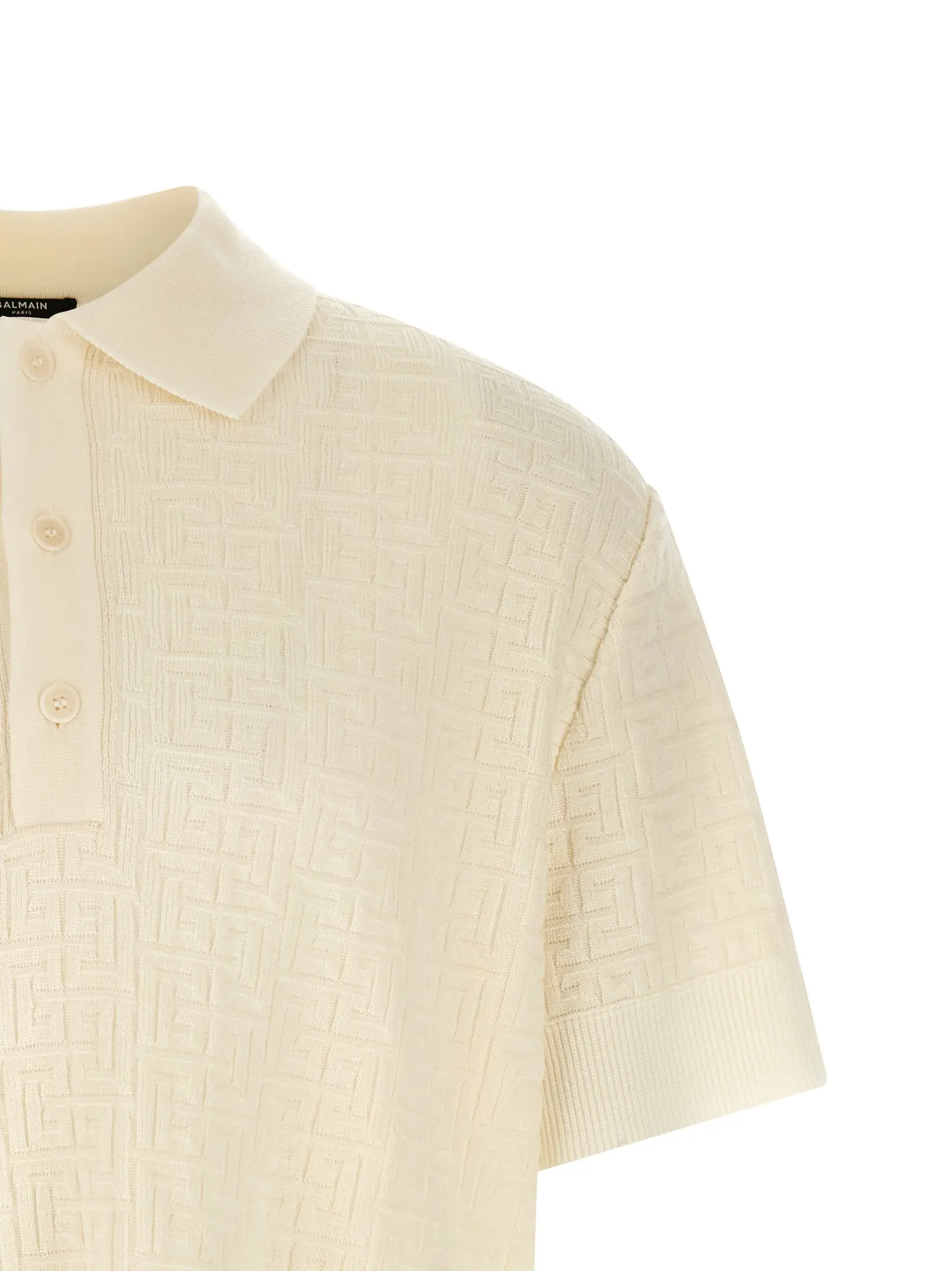 Поло Balmain Monogram Jacquard Біле 3 Monogram jacquard polo shirt Man BALMAIN White