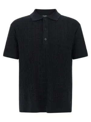 'Monogram' knit polo shirt BALMAIN Blue