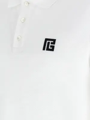Embroidery polo shirt 100% cotton BALMAIN White/Black