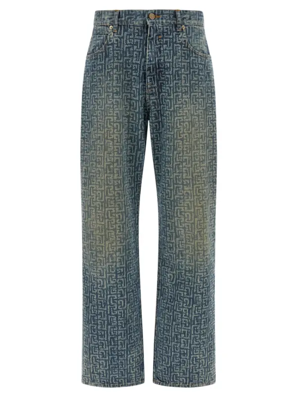 Jeans Monogram BALMAIN Blue
