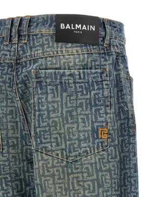 Jeans Monogram 100% cotton BALMAIN Blue
