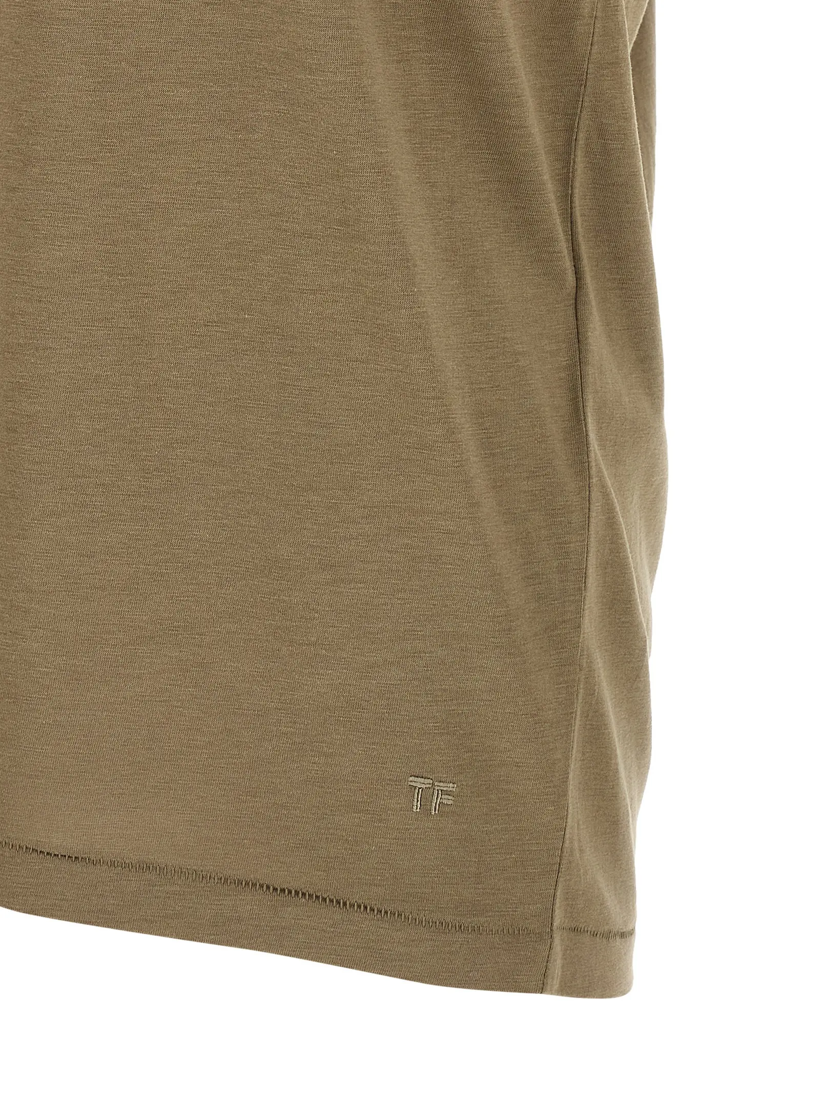 Футболка Tom Ford Logo Embroidery Зелена 4 Logo embroidery t-shirt 67% lyocell 33% cotton TOM FORD Green