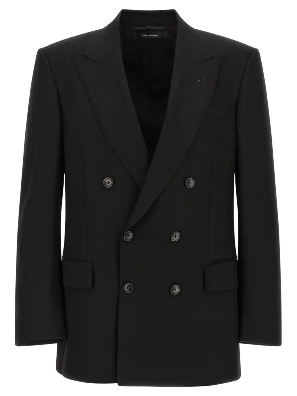 Satin striped blazer TOM FORD Black